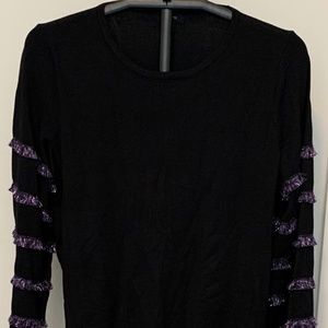 Alfani Black with Purple Trim Sweater Size OX